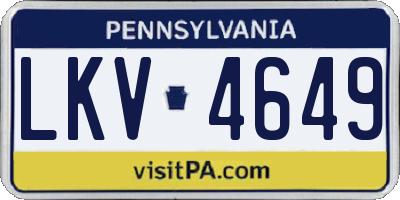 PA license plate LKV4649