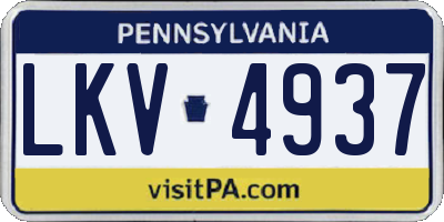 PA license plate LKV4937