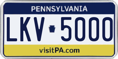 PA license plate LKV5000
