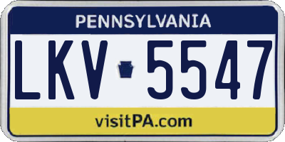 PA license plate LKV5547