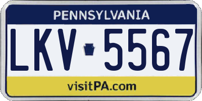 PA license plate LKV5567