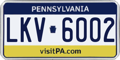 PA license plate LKV6002