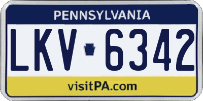 PA license plate LKV6342