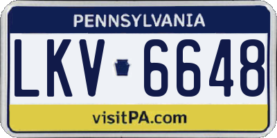 PA license plate LKV6648