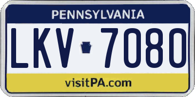 PA license plate LKV7080