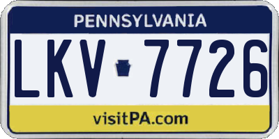 PA license plate LKV7726