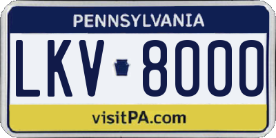 PA license plate LKV8000