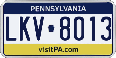 PA license plate LKV8013