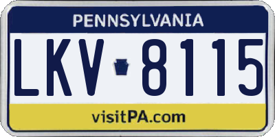 PA license plate LKV8115