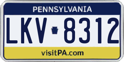 PA license plate LKV8312