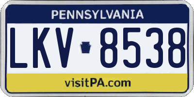 PA license plate LKV8538