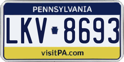 PA license plate LKV8693