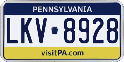 PA license plate LKV8928