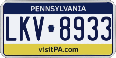 PA license plate LKV8933