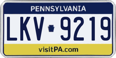 PA license plate LKV9219