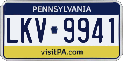 PA license plate LKV9941