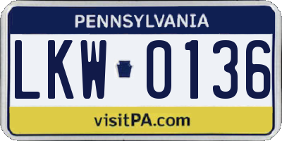 PA license plate LKW0136