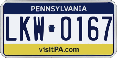 PA license plate LKW0167