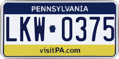 PA license plate LKW0375