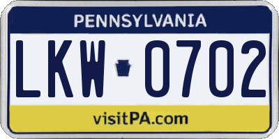PA license plate LKW0702