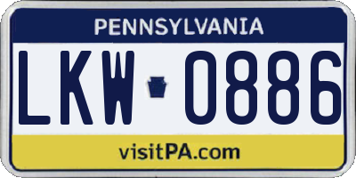 PA license plate LKW0886