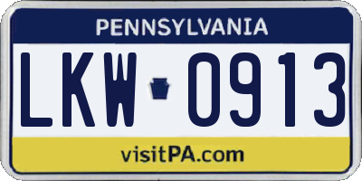 PA license plate LKW0913
