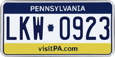 PA license plate LKW0923