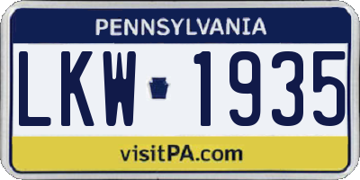 PA license plate LKW1935