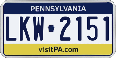 PA license plate LKW2151