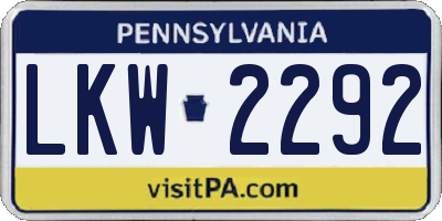 PA license plate LKW2292