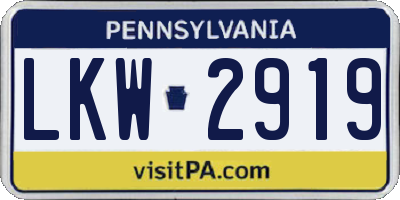 PA license plate LKW2919