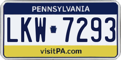 PA license plate LKW7293