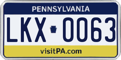 PA license plate LKX0063
