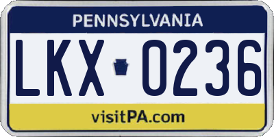 PA license plate LKX0236