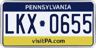 PA license plate LKX0655