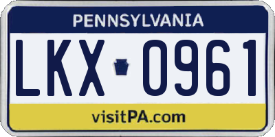 PA license plate LKX0961