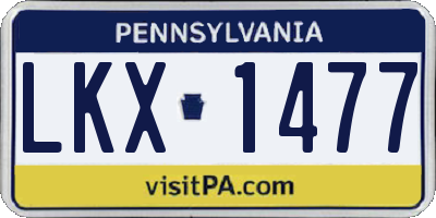 PA license plate LKX1477