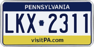PA license plate LKX2311