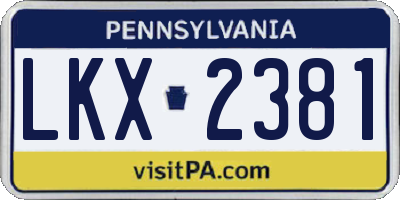 PA license plate LKX2381