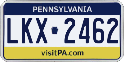 PA license plate LKX2462