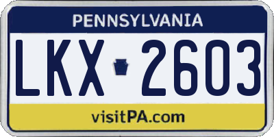 PA license plate LKX2603