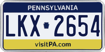 PA license plate LKX2654