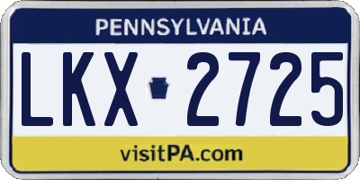 PA license plate LKX2725