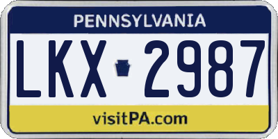 PA license plate LKX2987