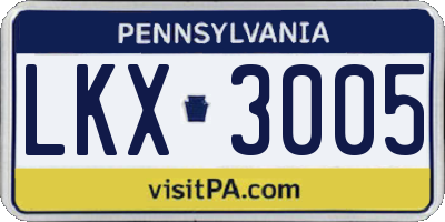 PA license plate LKX3005