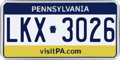 PA license plate LKX3026
