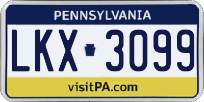 PA license plate LKX3099