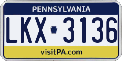 PA license plate LKX3136