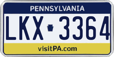 PA license plate LKX3364