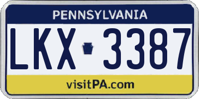 PA license plate LKX3387